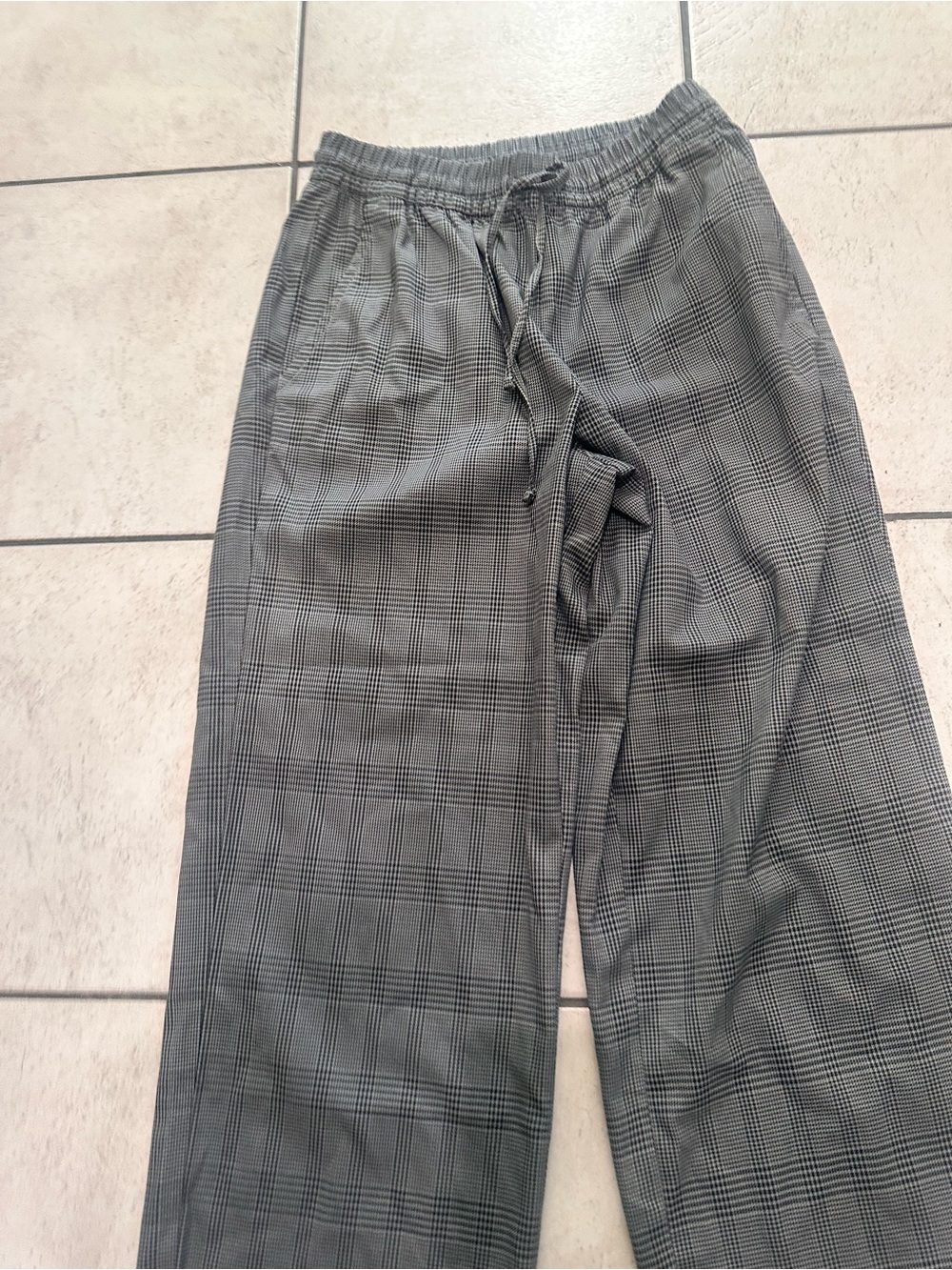 Gap mid rise twill Gray Plaid Wide-Leg Drawstring Pants petite small - Picture 8 of 10